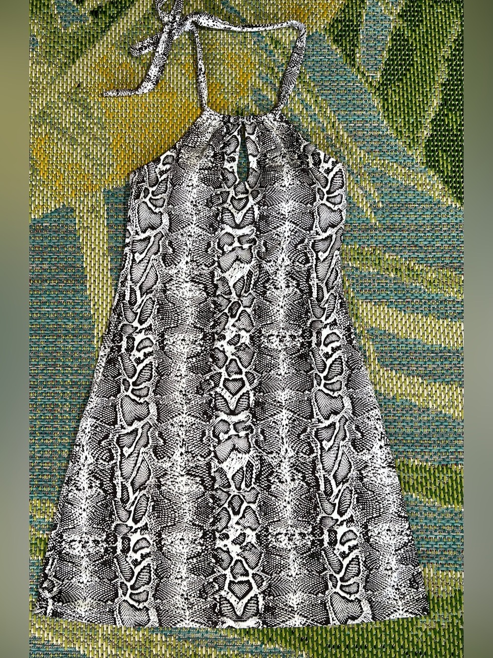 Tommy Bahama Black & White Snake-Print Halter Dress